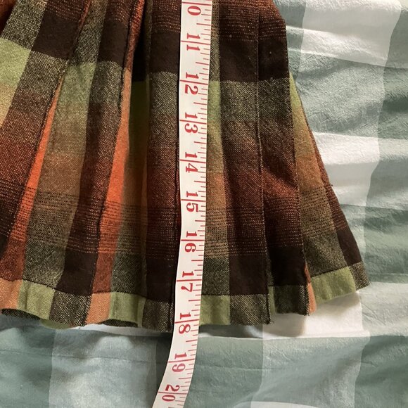 Vintage Handmade Kilt Womens Tartan Plaid Pleated Orange Green - Picture 6 of 6